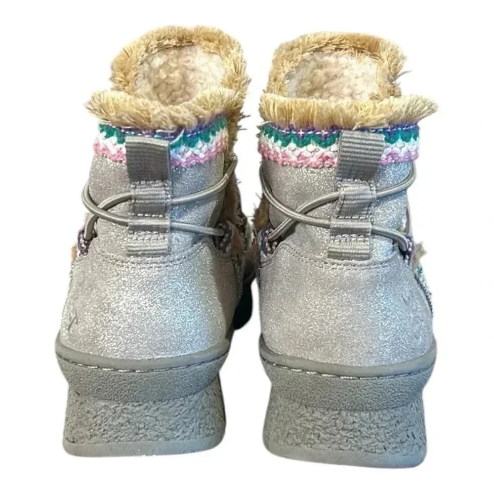 OTBT Terreno Metallic Moon Boots Apres Ski Sherpa Lining Silver Women’s  7.5